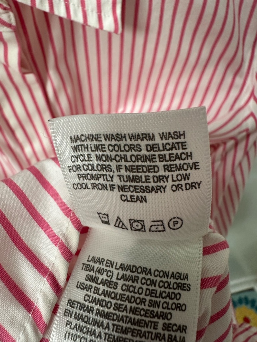 Liz Claiborne Pink White Stripe Hidden Placket Button Shirt Small Tailored - Picture 6 of 7